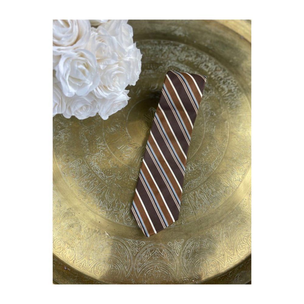 Vintage Louis Feraud Neck Tie Brown Diagonal Stripes